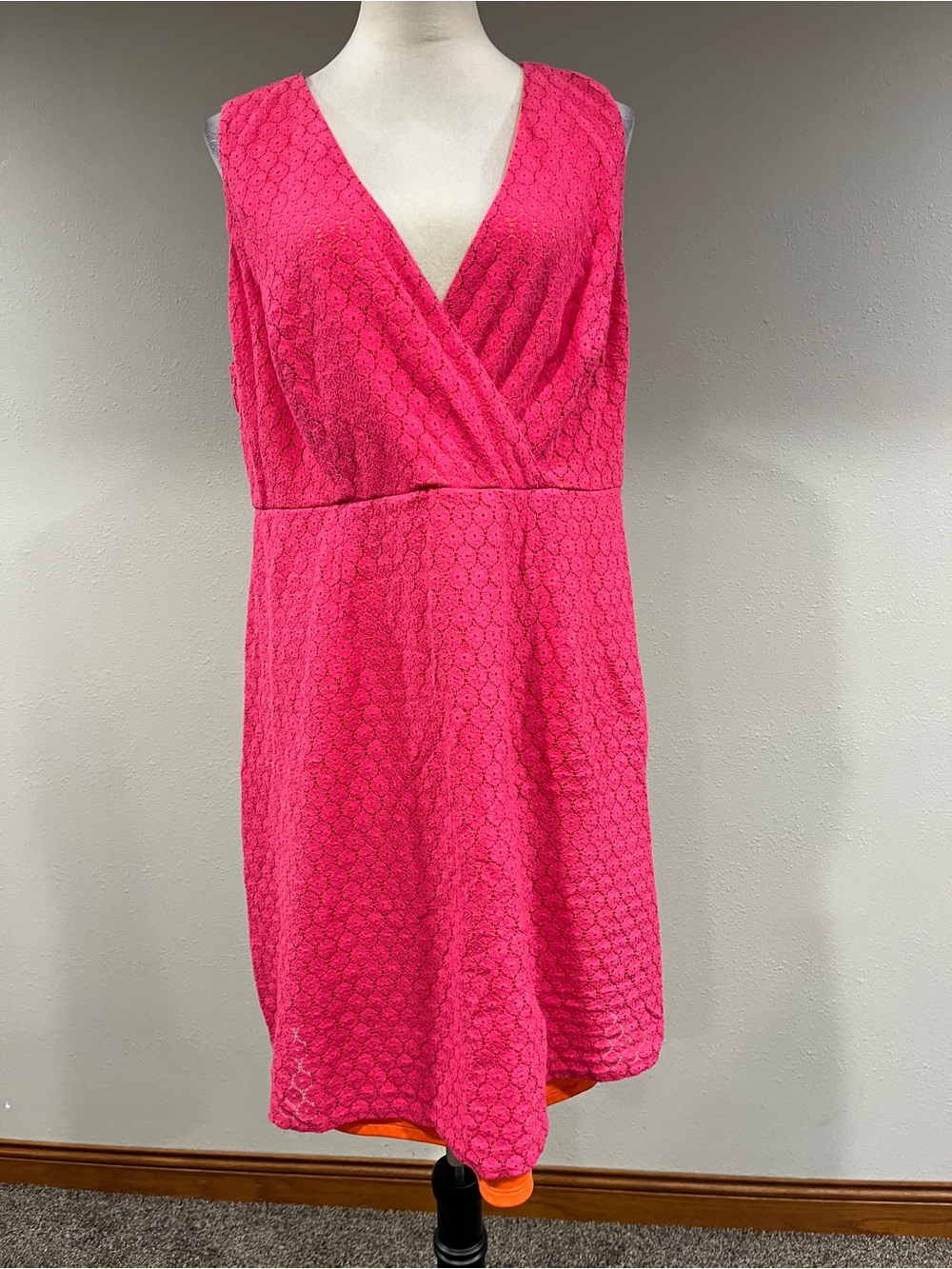 Lane Bryant Fuchsia Lace all leveled mini dress size 16